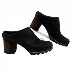 Sorel Black Leather Heeled Mules | Women’s 8.5 Regular